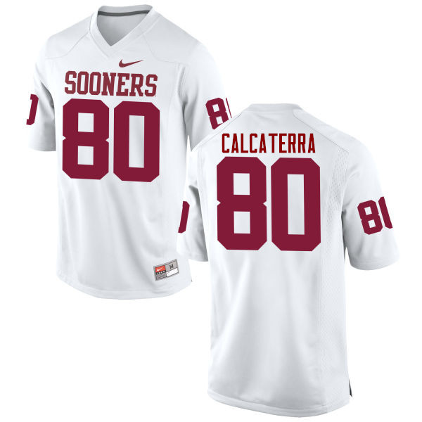 Men Oklahoma Sooners #80 Grant Calcaterra College Football Jerseys Game-White